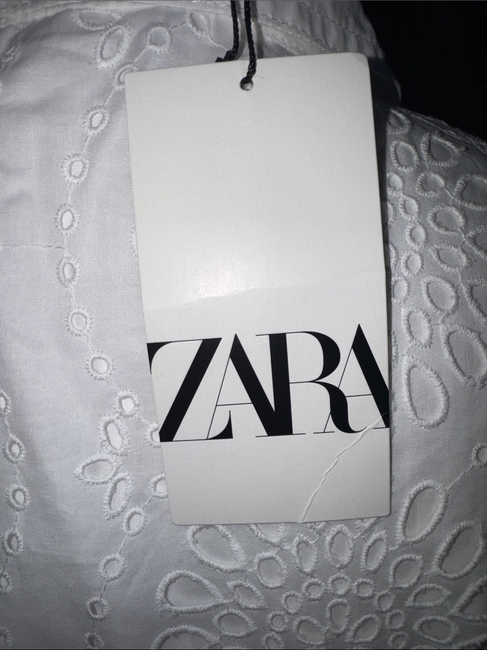 ZARA White Eyelet Shirt Maxi Dress with collar and belt Cotton NWT Medium - Picture 10 of 12